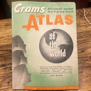 Crams Atlas Of The World Student Quick Reference Guide Includes Lat/Long 1959!!!